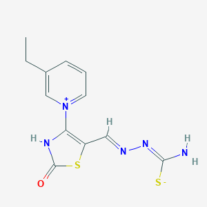 molecular formula C12H13N5OS2 B14950658 N'-[(E)-[4-(3-ethylpyridin-1-ium-1-yl)-2-oxo-3H-1,3-thiazol-5-yl]methylideneamino]carbamimidothioate 