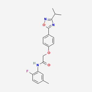 molecular formula C20H20FN3O3 B14951634 N-(2-fluoro-5-methylphenyl)-2-{4-[3-(propan-2-yl)-1,2,4-oxadiazol-5-yl]phenoxy}acetamide 