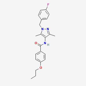 molecular formula C22H24FN3O2 B14951665 N-[1-(4-fluorobenzyl)-3,5-dimethyl-1H-pyrazol-4-yl]-4-propoxybenzamide 