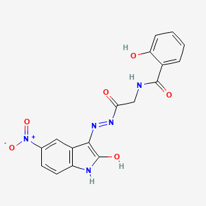 molecular formula C17H13N5O6 B14952053 2-Hydroxy-N-({N'-[(3E)-5-nitro-2-oxo-2,3-dihydro-1H-indol-3-ylidene]hydrazinecarbonyl}methyl)benzamide 