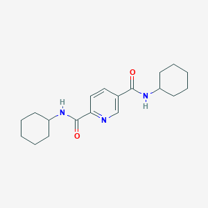 molecular formula C19H27N3O2 B14952317 N,N'-dicyclohexylpyridine-2,5-dicarboxamide 