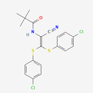 molecular formula C20H18Cl2N2OS2 B14952988 N-{2,2-bis[(4-chlorophenyl)sulfanyl]-1-cyanoethenyl}-2,2-dimethylpropanamide 