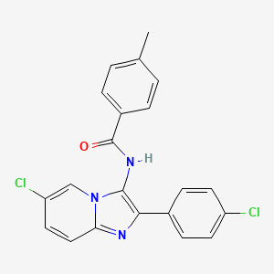 molecular formula C21H15Cl2N3O B14953352 N-[6-chloro-2-(4-chlorophenyl)imidazo[1,2-a]pyridin-3-yl]-4-methylbenzamide 