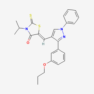 molecular formula C25H25N3O2S2 B14954996 3-isopropyl-5-{(Z)-1-[1-phenyl-3-(3-propoxyphenyl)-1H-pyrazol-4-yl]methylidene}-2-thioxo-1,3-thiazolan-4-one 