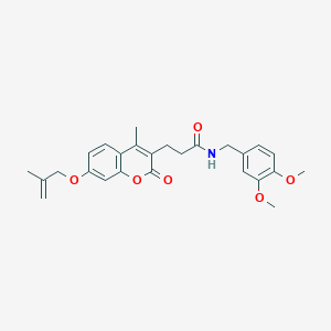 molecular formula C26H29NO6 B14955093 N~1~-(3,4-dimethoxybenzyl)-3-{4-methyl-7-[(2-methylallyl)oxy]-2-oxo-2H-chromen-3-yl}propanamide 