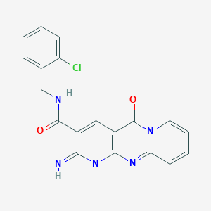 molecular formula C20H16ClN5O2 B14955366 N-[(2-chlorophenyl)methyl]-6-imino-7-methyl-2-oxo-1,7,9-triazatricyclo[8.4.0.03,8]tetradeca-3(8),4,9,11,13-pentaene-5-carboxamide 