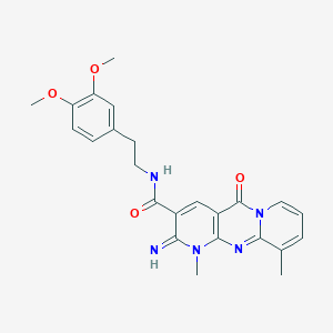 molecular formula C24H25N5O4 B14955892 N-[2-(3,4-dimethoxyphenyl)ethyl]-6-imino-7,11-dimethyl-2-oxo-1,7,9-triazatricyclo[8.4.0.03,8]tetradeca-3(8),4,9,11,13-pentaene-5-carboxamide 