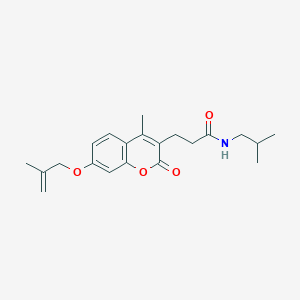 molecular formula C21H27NO4 B14956572 N~1~-isobutyl-3-{4-methyl-7-[(2-methylallyl)oxy]-2-oxo-2H-chromen-3-yl}propanamide 