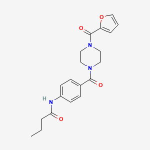 molecular formula C20H23N3O4 B14959333 N-{4-[4-(Furan-2-carbonyl)piperazine-1-carbonyl]phenyl}butanamide 