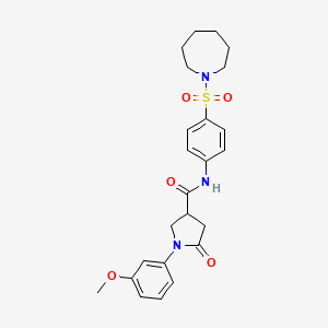 molecular formula C24H29N3O5S B14959577 N-[4-(azepan-1-ylsulfonyl)phenyl]-1-(3-methoxyphenyl)-5-oxopyrrolidine-3-carboxamide 