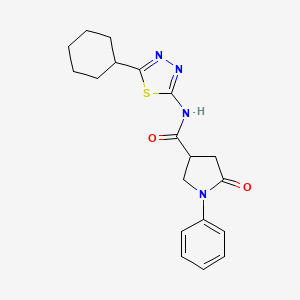 molecular formula C19H22N4O2S B14959606 N-(5-cyclohexyl-1,3,4-thiadiazol-2-yl)-5-oxo-1-phenylpyrrolidine-3-carboxamide 
