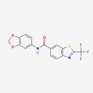 molecular formula C16H9F3N2O3S B14959779 N-(1,3-benzodioxol-5-yl)-2-(trifluoromethyl)-1,3-benzothiazole-6-carboxamide 