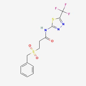 molecular formula C13H12F3N3O3S2 B14960083 3-(benzylsulfonyl)-N-[5-(trifluoromethyl)-1,3,4-thiadiazol-2-yl]propanamide 