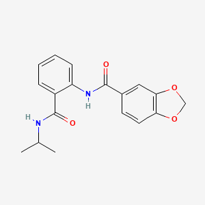molecular formula C18H18N2O4 B14960173 N-[2-(propan-2-ylcarbamoyl)phenyl]-1,3-benzodioxole-5-carboxamide 