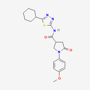 molecular formula C20H24N4O3S B14960213 N-(5-cyclohexyl-1,3,4-thiadiazol-2-yl)-1-(4-methoxyphenyl)-5-oxopyrrolidine-3-carboxamide 