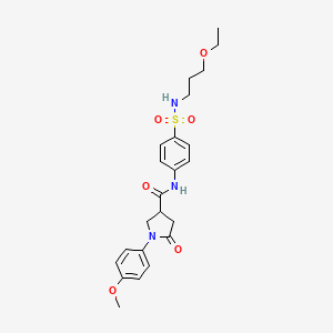 molecular formula C23H29N3O6S B14960886 N-{4-[(3-ethoxypropyl)sulfamoyl]phenyl}-1-(4-methoxyphenyl)-5-oxopyrrolidine-3-carboxamide 
