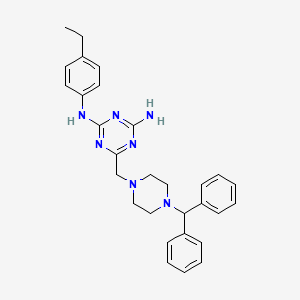 molecular formula C29H33N7 B14961046 6-{[4-(diphenylmethyl)piperazin-1-yl]methyl}-N-(4-ethylphenyl)-1,3,5-triazine-2,4-diamine 
