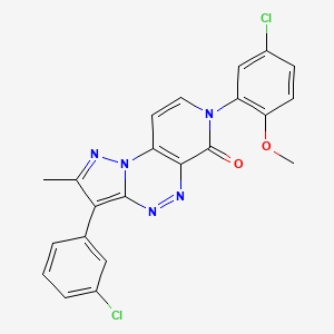 molecular formula C22H15Cl2N5O2 B14961448 7-(5-chloro-2-methoxyphenyl)-3-(3-chlorophenyl)-2-methylpyrazolo[5,1-c]pyrido[4,3-e][1,2,4]triazin-6(7H)-one 