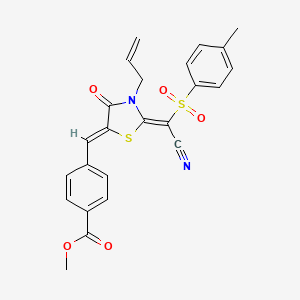 molecular formula C24H20N2O5S2 B14961471 methyl 4-{(Z)-[(2E)-2-{cyano[(4-methylphenyl)sulfonyl]methylidene}-4-oxo-3-(prop-2-en-1-yl)-1,3-thiazolidin-5-ylidene]methyl}benzoate 