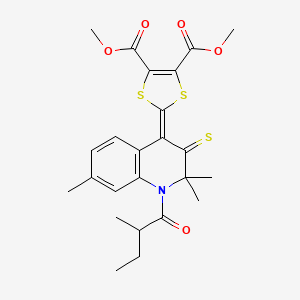 molecular formula C24H27NO5S3 B14961739 dimethyl 2-[2,2,7-trimethyl-1-(2-methylbutanoyl)-3-thioxo-2,3-dihydroquinolin-4(1H)-ylidene]-1,3-dithiole-4,5-dicarboxylate 