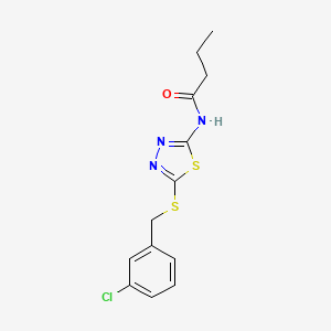 molecular formula C13H14ClN3OS2 B14961824 N-(5-((3-chlorobenzyl)thio)-1,3,4-thiadiazol-2-yl)butyramide 