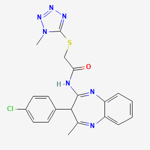 molecular formula C20H18ClN7OS B14961917 N-[3-(4-chlorophenyl)-4-methyl-3H-1,5-benzodiazepin-2-yl]-2-[(1-methyl-1H-tetrazol-5-yl)sulfanyl]acetamide 