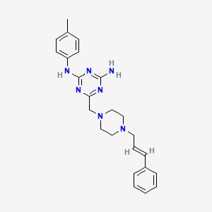 molecular formula C24H29N7 B14961943 N-(4-methylphenyl)-6-({4-[(2E)-3-phenylprop-2-en-1-yl]piperazin-1-yl}methyl)-1,3,5-triazine-2,4-diamine 