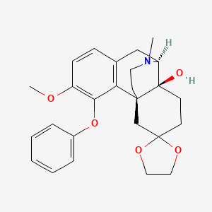 (4a'S,10'S,10a'S)-6'-Methoxy-11'-methyl-5'-phenoxy-1',2',9',10'-tetrahydro-4'H,10a'H-spiro[1,3-dioxolane-2,3'-[10,4a](epiminoethano)phenanthren]-10a'-ol