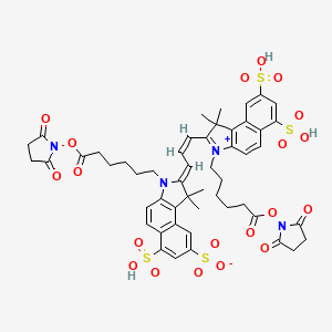 (2Z)-3-[6-(2,5-Dioxopyrrolidin-1-yl)oxy-6-oxohexyl]-2-[(Z)-3-[3-[6-(2,5-dioxopyrrolidin-1-yl)oxy-6-oxohexyl]-1,1-dimethyl-6,8-disulfobenzo[e]indol-3-ium-2-yl]prop-2-enylidene]-1,1-dimethyl-6-sulfobenzo[e]indole-8-sulfonate