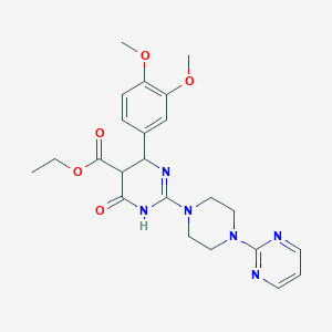 molecular formula C23H28N6O5 B14962601 Ethyl 6-(3,4-dimethoxyphenyl)-4-oxo-2-[4-(pyrimidin-2-yl)piperazin-1-yl]-1,4,5,6-tetrahydropyrimidine-5-carboxylate 