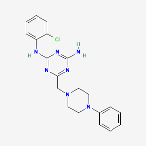 molecular formula C20H22ClN7 B14962641 N-(2-chlorophenyl)-6-[(4-phenylpiperazin-1-yl)methyl]-1,3,5-triazine-2,4-diamine 