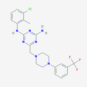 molecular formula C22H23ClF3N7 B14962727 N-(3-chloro-2-methylphenyl)-6-({4-[3-(trifluoromethyl)phenyl]piperazin-1-yl}methyl)-1,3,5-triazine-2,4-diamine 