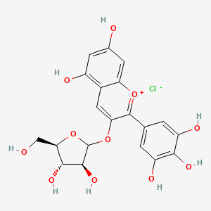 5-[3-[(3S,4S,5R)-3,4-Dihydroxy-5-(hydroxymethyl)oxolan-2-yl]oxy-5,7-dihydroxychromenylium-2-yl]benzene-1,2,3-triol;chloride