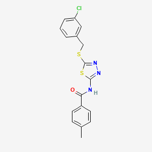 molecular formula C17H14ClN3OS2 B14962840 N-(5-((3-chlorobenzyl)thio)-1,3,4-thiadiazol-2-yl)-4-methylbenzamide 