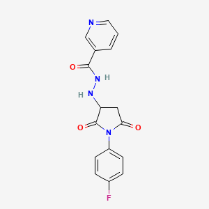 molecular formula C16H13FN4O3 B14963070 N'-[1-(4-fluorophenyl)-2,5-dioxopyrrolidin-3-yl]pyridine-3-carbohydrazide CAS No. 956441-81-9
