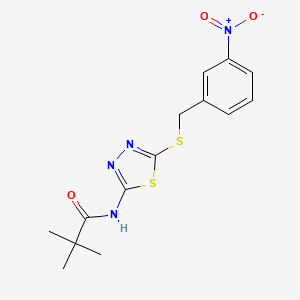 molecular formula C14H16N4O3S2 B14963151 N-(5-((3-nitrobenzyl)thio)-1,3,4-thiadiazol-2-yl)pivalamide 