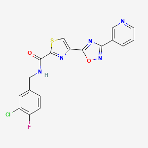 molecular formula C18H11ClFN5O2S B14963424 N-(3-chloro-4-fluorobenzyl)-4-[3-(pyridin-3-yl)-1,2,4-oxadiazol-5-yl]-1,3-thiazole-2-carboxamide 