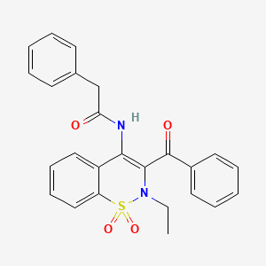 molecular formula C25H22N2O4S B14963463 N-[2-ethyl-1,1-dioxido-3-(phenylcarbonyl)-2H-1,2-benzothiazin-4-yl]-2-phenylacetamide 