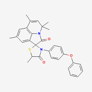 molecular formula C30H28N2O3S B14963533 4,4,5',6,8-pentamethyl-3'-(4-phenoxyphenyl)-4H,4'H-spiro[pyrrolo[3,2,1-ij]quinoline-1,2'-[1,3]thiazolidine]-2,4'-dione 