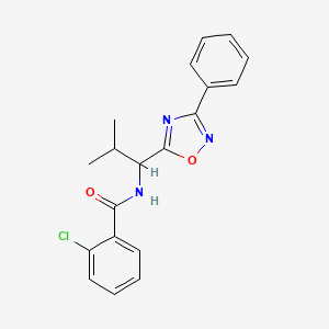molecular formula C19H18ClN3O2 B14963683 2-chloro-N-[2-methyl-1-(3-phenyl-1,2,4-oxadiazol-5-yl)propyl]benzamide 