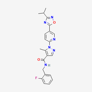 molecular formula C22H21FN6O2 B14963703 N-(2-fluorobenzyl)-5-methyl-1-{5-[3-(propan-2-yl)-1,2,4-oxadiazol-5-yl]pyridin-2-yl}-1H-pyrazole-4-carboxamide 