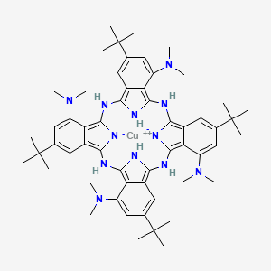molecular formula C56H74CuN12 B1496383 copper;7,16,25,34-tetratert-butyl-5-N,5-N,14-N,14-N,23-N,23-N,32-N,32-N-octamethyl-2,11,20,29,37,39-hexaza-38,40-diazanidanonacyclo[28.6.1.13,10.112,19.121,28.04,9.013,18.022,27.031,36]tetraconta-1(36),3,5,7,9,12,14,16,18,21,23,25,27,30,32,34-hexadecaene-5,14,23,32-tetramine CAS No. 61113-98-2