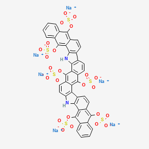 molecular formula C42H18N2Na6O24S6 B1496386 hexasodium;(2,9,16,24,30-pentasulfonatooxy-19,27-diazaundecacyclo[23.19.0.03,23.04,20.05,18.08,17.010,15.026,42.028,41.029,38.031,36]tetratetraconta-1(25),2,4(20),5(18),6,8,10,12,14,16,21,23,26(42),28(41),29,31,33,35,37,39,43-henicosaen-37-yl) sulfate CAS No. 10169-29-6