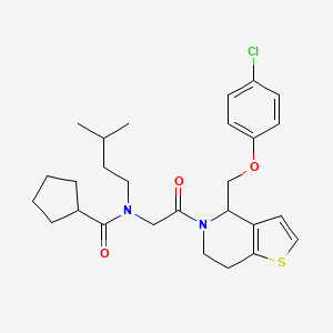 molecular formula C27H35ClN2O3S B14964007 N-(2-(4-((4-Chlorophenoxy)methyl)-6,7-dihydrothieno[3,2-c]pyridin-5(4H)-yl)-2-oxoethyl)-N-isopentylcyclopentanecarboxamide 