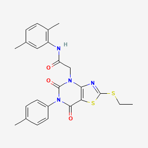 molecular formula C24H24N4O3S2 B14964449 N-(2,5-dimethylphenyl)-2-(2-(ethylthio)-5,7-dioxo-6-(p-tolyl)-6,7-dihydrothiazolo[4,5-d]pyrimidin-4(5H)-yl)acetamide 