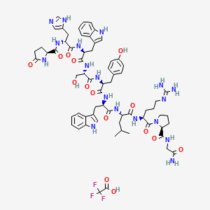 molecular formula C66H83F3N18O15 B1496446 (2S)-N-[(2R)-1-[[(2S)-1-[[(2S)-1-[[(2S)-1-[[(2R)-1-[[(2S)-1-[[(2S)-1-[(2S)-2-[(2-amino-2-oxoethyl)carbamoyl]pyrrolidin-1-yl]-5-(diaminomethylideneamino)-1-oxopentan-2-yl]amino]-4-methyl-1-oxopentan-2-yl]amino]-3-(1H-indol-3-yl)-1-oxopropan-2-yl]amino]-3-(4-hydroxyphenyl)-1-oxopropan-2-yl]amino]-3-hydroxy-1-oxopropan-2-yl]amino]-3-(1H-indol-3-yl)-1-oxopropan-2-yl]amino]-3-(1H-imidazol-5-yl)-1-oxopropan-2-yl]-5-oxopyrrolidine-2-carboxamide;2,2,2-trifluoroacetic acid CAS No. 321709-34-6