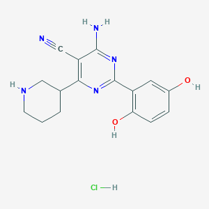 4-amino-2-(2,5-dihydroxyphenyl)-6-(3-piperidinyl)-5-Pyrimidinecarbonitrile hydrochloride