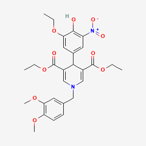 molecular formula C28H32N2O10 B14964994 Diethyl 1-(3,4-dimethoxybenzyl)-4-(3-ethoxy-4-hydroxy-5-nitrophenyl)-1,4-dihydropyridine-3,5-dicarboxylate 