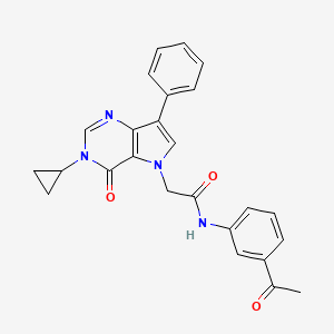 molecular formula C25H22N4O3 B14965263 N-(3-acetylphenyl)-2-(3-cyclopropyl-4-oxo-7-phenyl-3,4-dihydro-5H-pyrrolo[3,2-d]pyrimidin-5-yl)acetamide 