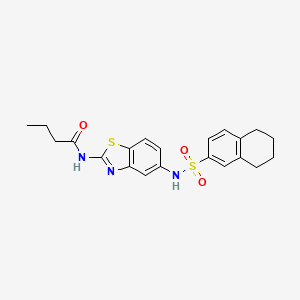 molecular formula C21H23N3O3S2 B14965305 N-[5-(5,6,7,8-Tetrahydronaphthalene-2-sulfonamido)-1,3-benzothiazol-2-YL]butanamide 